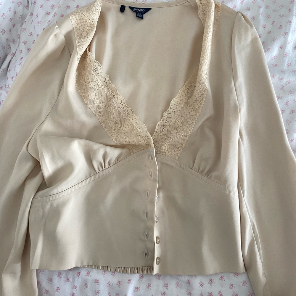 Buffalo David Bitton Beige Lace Blouse